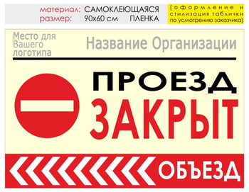 Информационный щит "объезд слева" (пленка, 90х60 см) t12 - Охрана труда на строительных площадках - Информационные щиты - ohrana.inoy.org